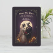 Gothic Skeleton Couple Wedding Save the Date (Staand voorkant)