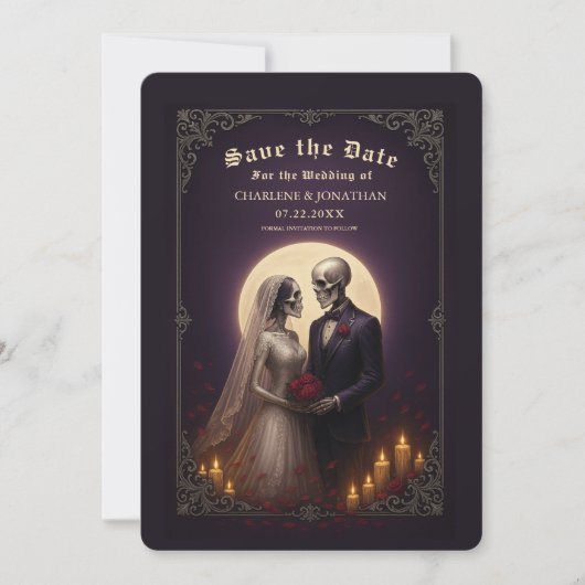 Gothic Skeleton Couple Wedding Save the Date (Voorkant)