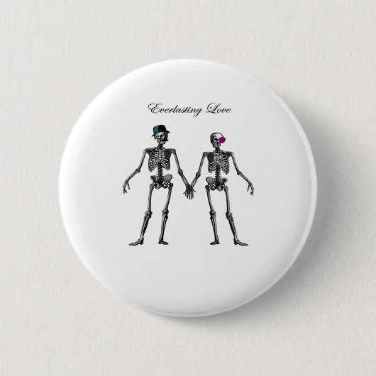 Gothic Skeleton Couple (White) Classic Ronde Button 5,7 Cm (Voorkant)