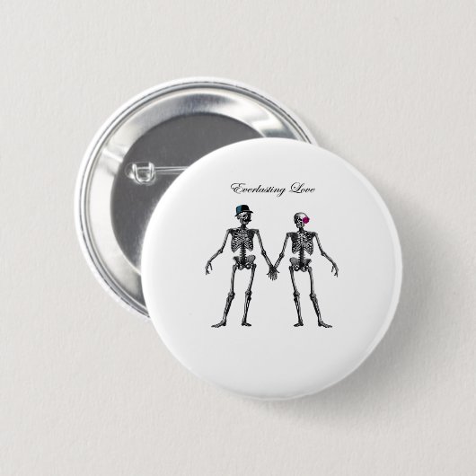 Gothic Skeleton Couple (White) Classic Ronde Button 5,7 Cm (Voorkant /achterkant)