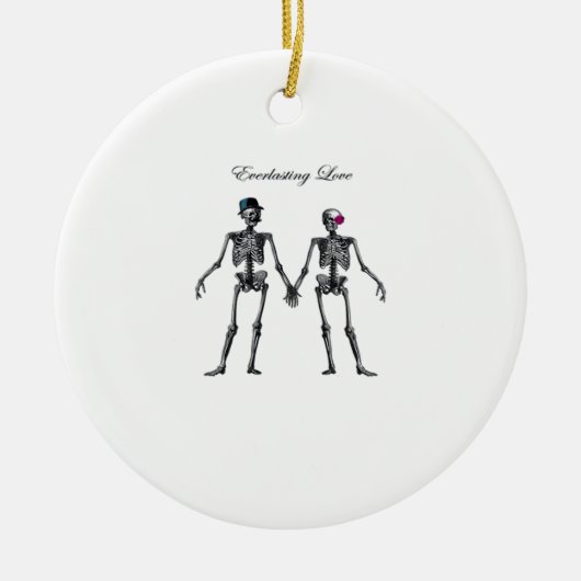 Gothic Skeleton Couple (wit) Classic Keramisch Ornament (Voorkant)