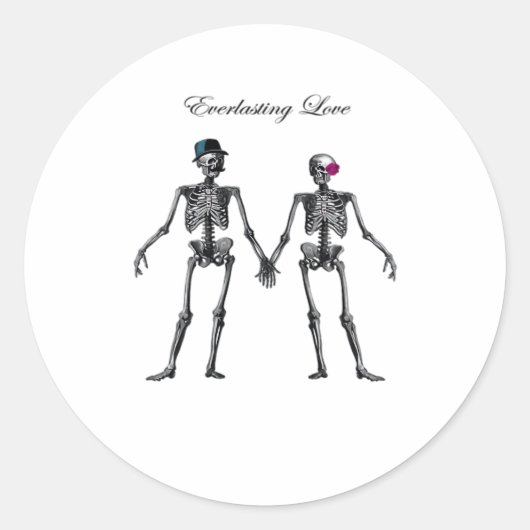 Gothic Skeleton Couple (wit) Classic Ronde Sticker (Voorkant)