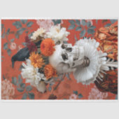 Gothic Skeleton Floral Crown Raven Halloween Tissuepapier (Voorkant)