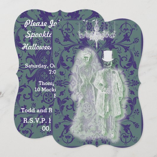 Gothic Skeleton Ghost Bride en Groom Couple Kaart (Voorkant / Achterkant)