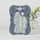 Gothic Skeleton Ghost Bride en Groom Couple Kaart (Staand voorkant)