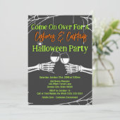 Gothic Skeleton Halloween kostuums en cocktails Kaart (Staand voorkant)