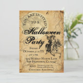 Gothic Skeleton Halloween Party Kaart (Staand voorkant)