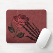 Gothic Skeleton Hand and Rose Burgundy Muismat (Met muis)