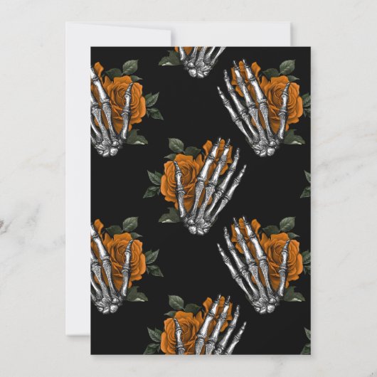Gothic Skeleton Hand en Roos Engagement Party Kaart (Achterkant)