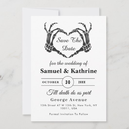 Gothic Skeleton Hand Halloween Wedding Save Date (Voorkant)