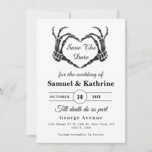 Gothic Skeleton Hand Halloween Wedding Save Date