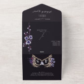 Gothic Skeleton Hands Floral Dark Romance Wedding All In One Uitnodiging (Buitenkant)