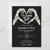 Gothic Skeleton Heart Till Death Black Wedding Kaart (Voorkant)