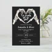 Gothic Skeleton Heart Till Death Black Wedding Kaart (Staand voorkant)