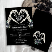 Gothic Skeleton Heart Till Death Do Black Wedding Kaart