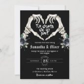 Gothic Skeleton Heart Till Death Do Black Wedding Kaart (Voorkant)