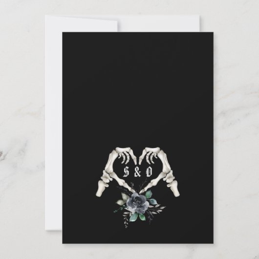 Gothic Skeleton Heart Till Death Do Black Wedding Kaart (Achterkant)