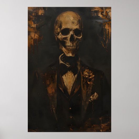 Gothic Skeleton in Tuxedo Art Printable Victorian Poster (Voorkant)