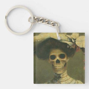 Gothic Skeleton Lady AcrylSleutelhanger Sleutelhanger