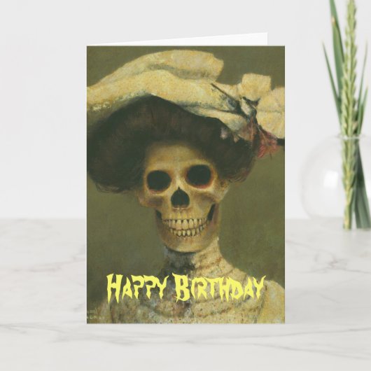 Gothic Skeleton Lady Birthday Kaart (Voorkant)