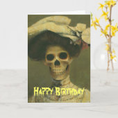 Gothic Skeleton Lady Birthday Kaart (Gele Bloem)