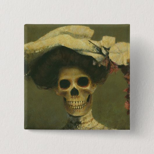 Gothic Skeleton Lady Button (Voorkant)