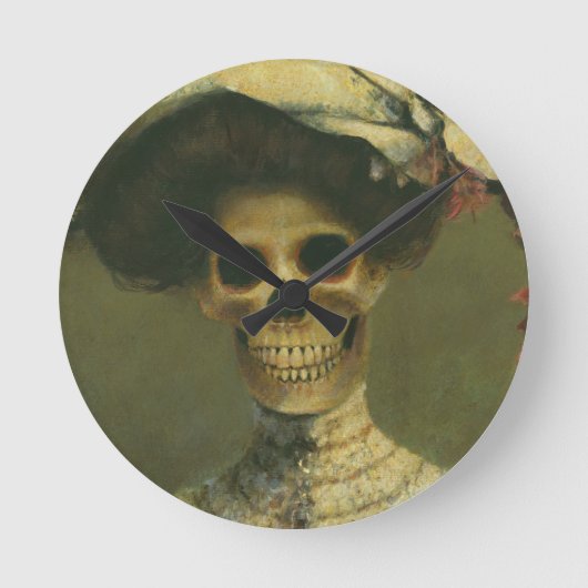 Gothic Skeleton Lady Clock Ronde Klok (Voorkant)