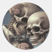 Gothic Skeleton Paar Wedding Details Ronde Sticker (Voorkant)