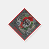 Gothic Skeleton Red Roses Gothic Skull Persoonlijk Servet (Hoek)