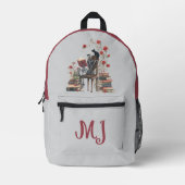 Gothic Skeleton Scholar Leesboek & Zwarte Kat Bedrukte Rugzak (Voorkant)