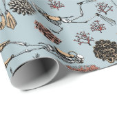 Gothic Skeleton Scuba Duikers Zwemmen in Koraal Cadeaupapier (Rol Hoek)