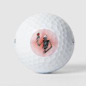 Gothic Skeleton Single Red Rose Golfballen (Voorkant)