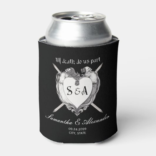 Gothic Skeleton Skull Heart Black Wedding Blikjeskoeler (Blikje Voorkant)