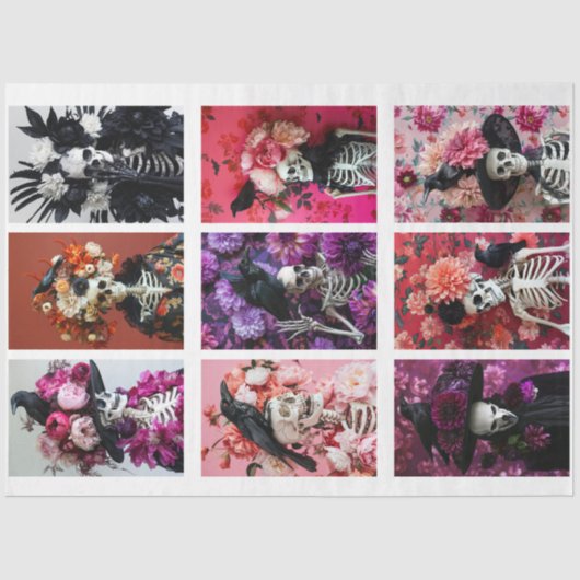 Gothic Skeleton Skull Junk Journal Decoupage Tissuepapier (Voorkant)