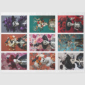 Gothic Skeleton Skull Junk Journal Decoupage Tissuepapier (Voorkant)