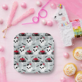 Gothic Skeleton Skull Party Cake Bats Spiers Papieren Bordje (Feest)