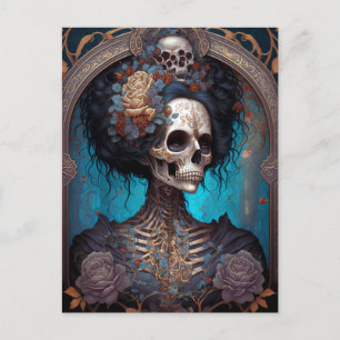 Gothic Skeleton Skull Woman Gothic Briefkaart