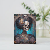 Gothic Skeleton Skull Woman Gothic Briefkaart (Staand voorkant)