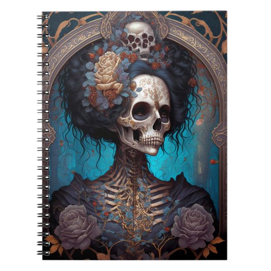 Gothic Skeleton Skull Woman Gothic Notitieboek (Voorkant)