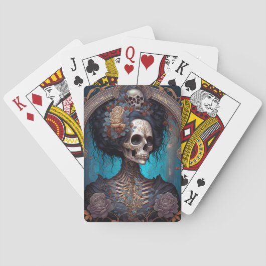 Gothic Skeleton Skull Woman Gothic Pokerkaarten (Achterkant)