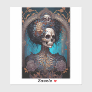 Gothic Skeleton Skull Woman Gothic Sticker