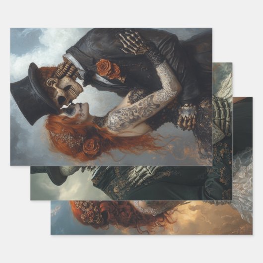 Gothic Skeleton Voorstel, Huwelijk, Huwelijksreis Inpakpapier Vel (Set)
