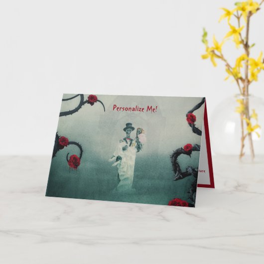 Gothic Skeleton Weddenschap houdt van je om te ste Kaart (Gele Bloem)