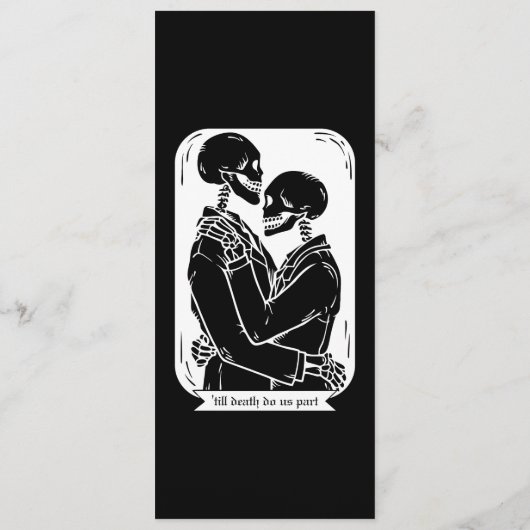 Gothic Skeletons Black and White Wedding Menu (Achterkant)