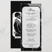 Gothic Skeletons Black and White Wedding Menu (Voorkant / Achterkant)