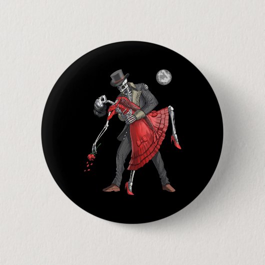 Gothic Skeletons Dansend Ronde Button 5,7 Cm (Voorkant)