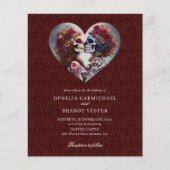 Gothic Skeletons Floral Wedding Invitation (Voorkant)