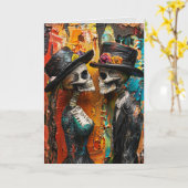 GOTHIC SKELETONS HAPPY JUBILEUM KAART (Gele Bloem)