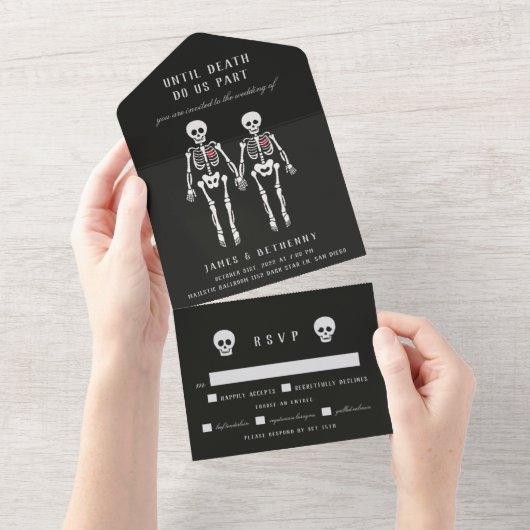 Gothic Skeletons Invitation All In One Uitnodiging (Afscheurbaar)