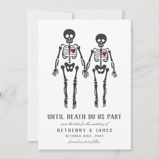 Gothic Skeletons Invitation Kaart (Voorkant)